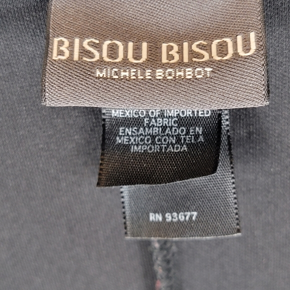 Bisou Bisou Black Shortsleeve Wrap Dress, Cinchable Sleeves with Ties, EUC, sz 6 - Picture 5 of 6